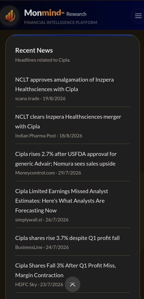 Recent news headlines for a tracked company