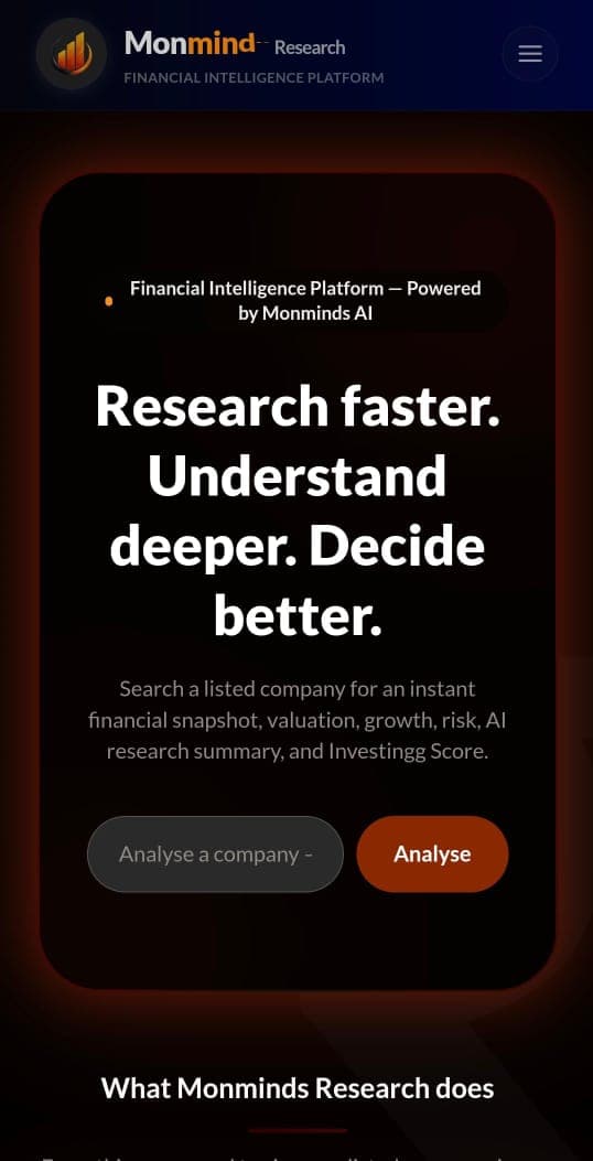 Monminds Research homepage search